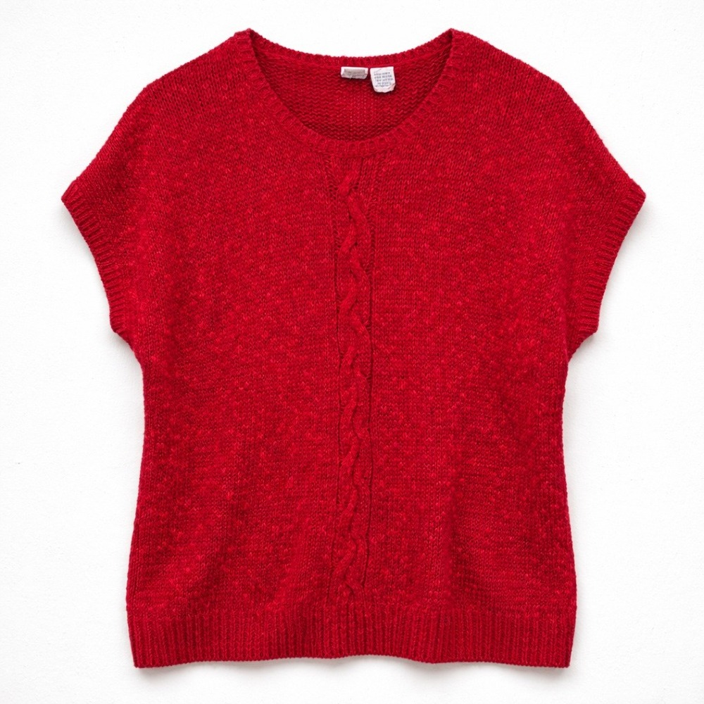 Vintage Ms Russ Red Linen‎ Blend Cable Knit Top Womens 20W Plus Size Boho Whimsy